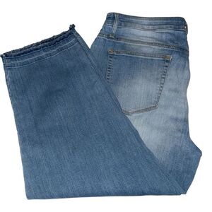 A.N.A Women's Jeans Light Wash Straight Size 16 Frayed Hem